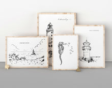 Lade das Bild in den Galerie-Viewer, Insel Hiddensee druckbare Poster mit Leuchttürmen, Strand, Asta Nielsen Haus und Seepferdchen