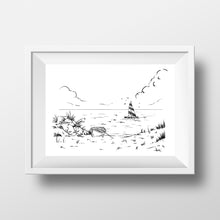 Lade das Bild in den Galerie-Viewer, Insel Hiddensee druckbare Poster mit Leuchttürmen, Strand, Asta Nielsen Haus und Seepferdchen